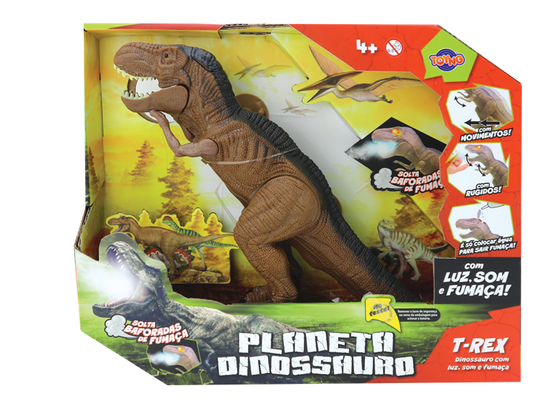 Dinossauro Tiranossauro Rex com Luz, Som, Movimento e Solta Fumaça - Fun  Game - DiverMais