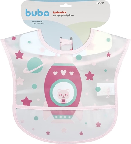 Ideiaria | Babador Com Bolso Foguete Rosa - Buba