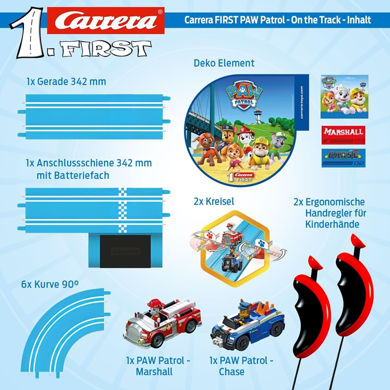 Autorama Carrera First - Patrulha Canina - Paw Patrol - Pista 2,9 m - 1/50  - Carrera